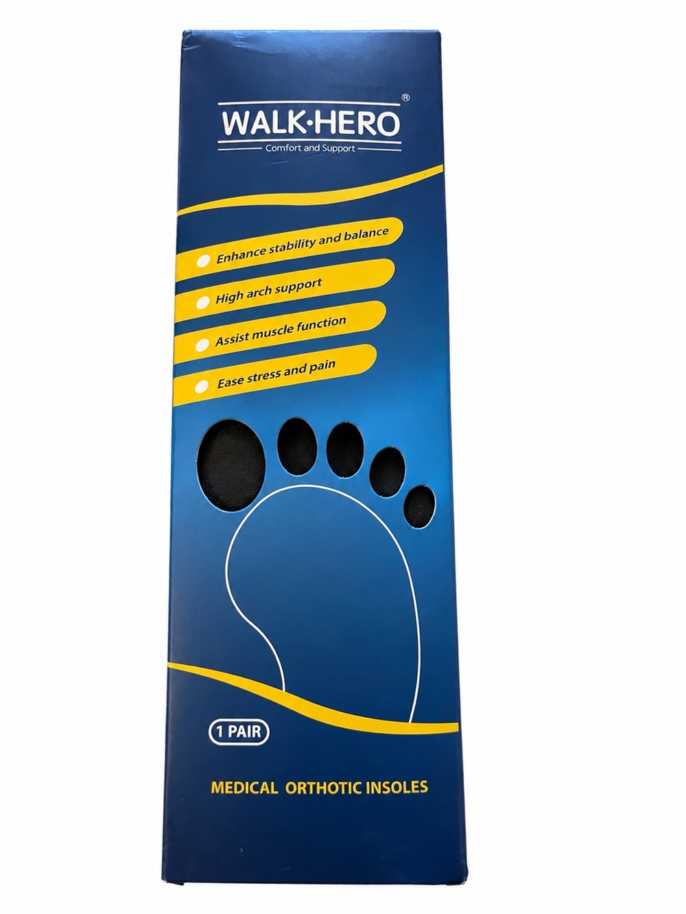 Walk-Hero Men's Athletic Orthotic Insoles - Blue/Black